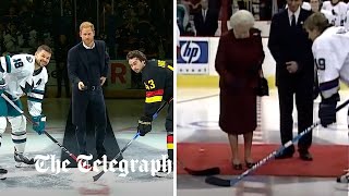 video: Prince Harry mirrors late Queen by dropping puck at ice hockey game