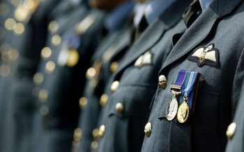 Members of the 206 Squadron during a rehearsal for the disbandment parade for the Squadron based at RAF Kinloss.