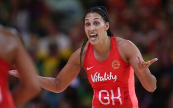 Geva Mentor of England reacts during the Netball World Cup 2023 final - England lose netball World Cup final with collapse in third quarter