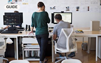 two colleagues working together in an office