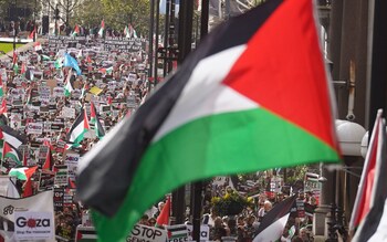 A scene from the demonstration in London at the weekend