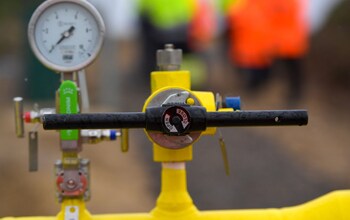 A valve on pipework at the new hydrogen test facility