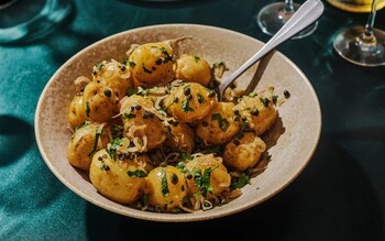 'You don’t need to peel the baby potatoes unless you want to as they usually have very thin skin'