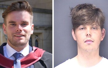 Morgan Smith's mug shot (right) who killed David Haw (left) 